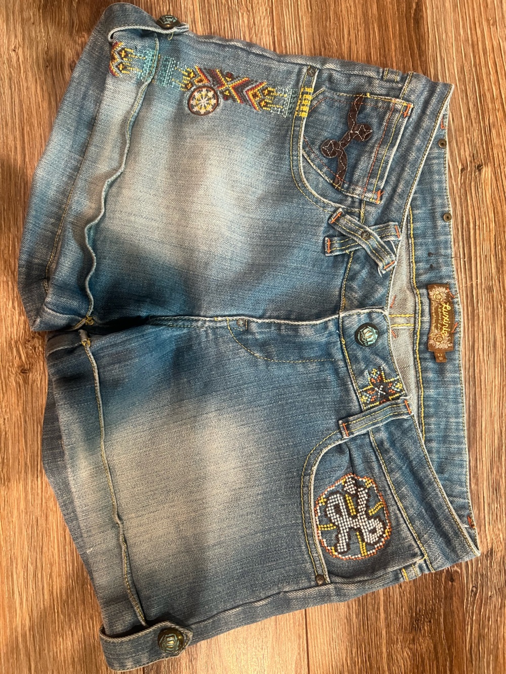 Luxurie Embroidered Jean Shorts